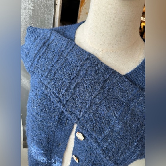 Croft & Barrow Pointelle Button-Front Cardigan Blue Black Size Small - Picture 6 of 6